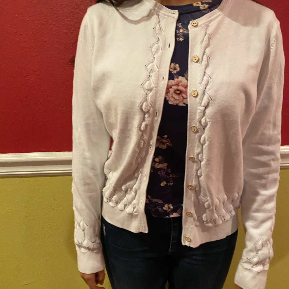 Brooks Brothers White Cardigan